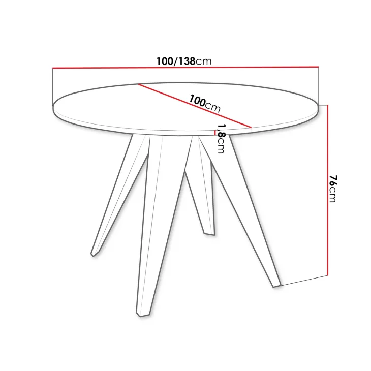 Tavolo da pranzo allungabile 100/138x100 cm rotondo industrial noce metallo nero Cortex