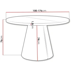 Tavolo da pranzo allungabile 100/176x100 cm rotondo industrial rovere scuro metallo cashmere Grint