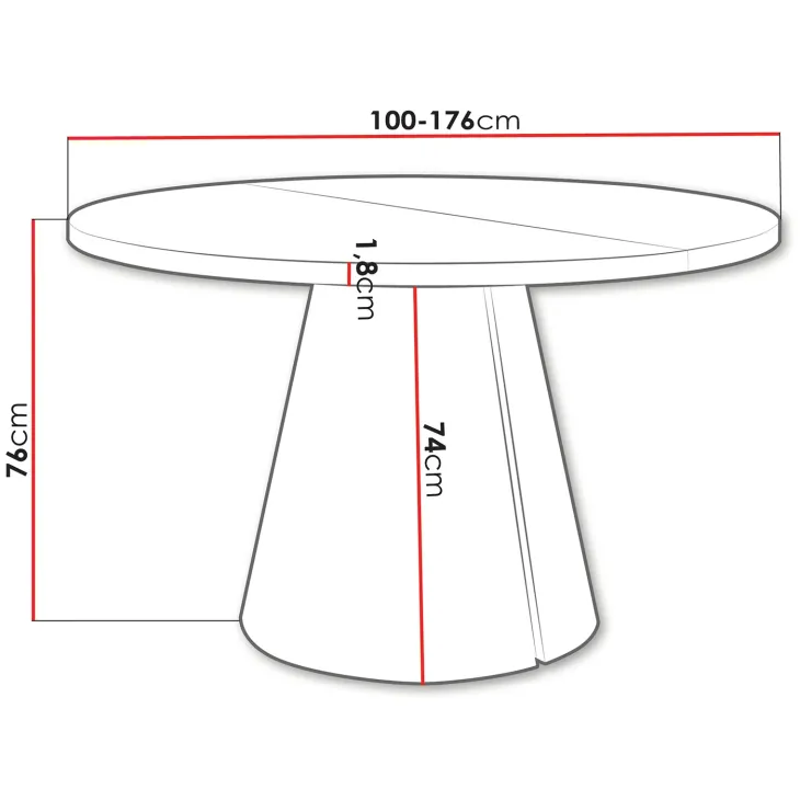 Tavolo da pranzo allungabile 100/176x100 cm rotondo industrial bianco metallo cashmere Grint