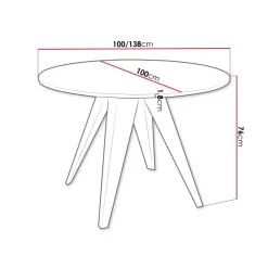 Tavolo da pranzo allungabile 100/138x100 cm rotondo industrial effetto marmo bianco metallo cashmere Cortex