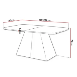 Tavolo da pranzo allungabile 180/256x110cm industrial rovere metallo nero Rail