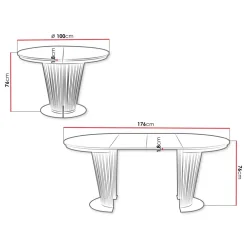 Tavolo da pranzo allungabile 100/176x100 cm rotondo industrial nero metallo nero Monox