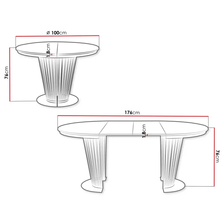 Tavolo da pranzo allungabile 100/176x100 cm rotondo industrial rovere scuro metallo cashmere Monox