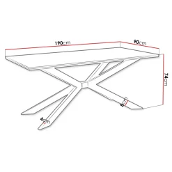 Tavolo da pranzo 190x90 cm industrial rettangolare grigio cemento metallo nero Axon