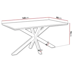Tavolo da pranzo 160x90 cm industrial rettangolare grigio cemento metallo nero Steel