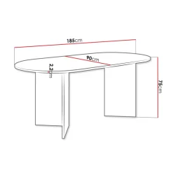 Tavolo da pranzo 185x90cm ovale beige cashmere Elden