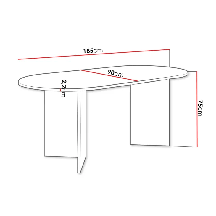 Tavolo da pranzo 185x90cm ovale beige cashmere Elden