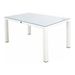 Tavolo moderno da giardino esterno bar dehors con vetro 150x90cm bianco Teodoro