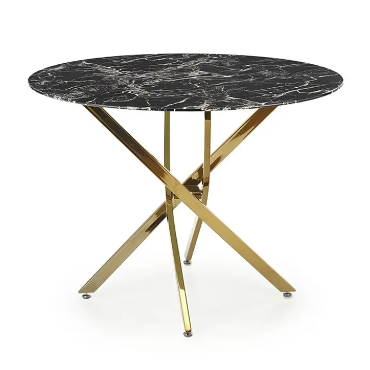 Tavolo rotondo moderno 100x73cm marmo nero oro Onorato
