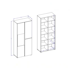 Vetrina 80x184h cm 4 ante bianco opaco Lolla