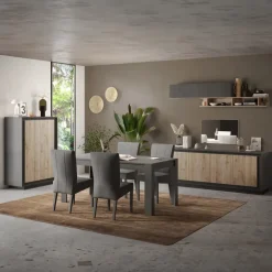 Vetrinetta 67x197h cm 1 anta moderna antracite rovere chiaro Deluxe